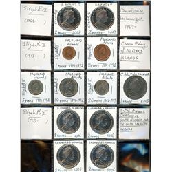 World Coinage Lot;  Lot of approx 12 coins from United Kingdom - Falklands South Georgia and South s