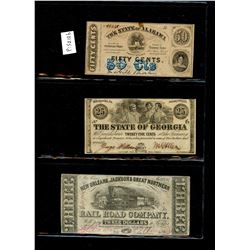 World Banknote Lot;  Lot of approx 38 notes from the USA.  Includes Confederate, Federal Reserve, Si