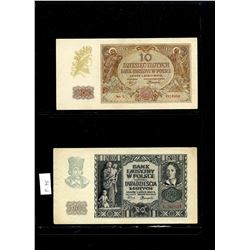 World Banknote Lot;  Lot of approx 10 notes from Poland.  See images.