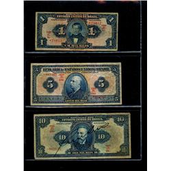 World Banknote Lot;  Lot of approx 34 notes Brazil.  See images.