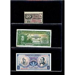 World Banknote Lot;  Lot of approx 8 notes Columbia.  See images.