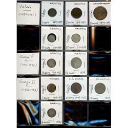 World Coinage Lot;   Lot of approx 33 various issues from Mauritus.  Maurice   -    Réunion    1816-