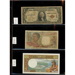 World Banknote Lot;  Lot of approx 8 notes Indochine , Samoa and US (Hawaii note).  See images.