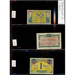 World Banknote Lot;  Lot of approx 24 notes France- Chambre de Commerce issues.  See images.