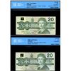 Image 2 : Radar;  1991 $20 BC-56aA-ii #AIX0303030 & BC-58b-i #ASZ4545454, CCCS Fine-15.  Lot of 2 notes both 2