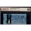 Image 1 : Radar;  2013 $5 BC-69b #HBH0201020 BCS Superb Gem uncirculated-66 Original.  3 Digit Radar.