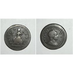 Great Britain;  1719 Farthing, with slightly off set strike. Nice F+ strike.