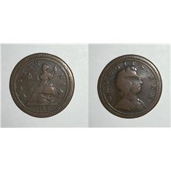 Great Britain;  1723 Half Penny - King George I.  Fine with mark/indent on obverse.