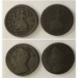 Great Britain;  1731 Farthing & 1737 Farthing - King George II.  Lot of 2 coin G+ to VG+.