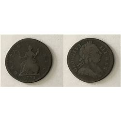 Great Britain;  1773 Farthing obverse 1, no stop variety- King George III, Fine.