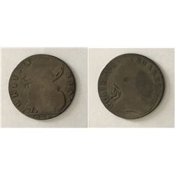 Great Britain;  1774 1/2 Penny -  Gulielmus Shakespeare Evasion Half Penny.  Good.