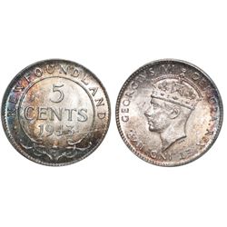 Nfld 1943c 5¢ PCGS Choice Mint State-63.  Lovely golden tones.