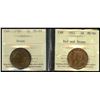 Image 1 : 1901 1¢ & 1911 ICCS Mint State-60.  Lot of 2 coins.
