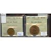 Image 1 : 1901 1¢, 1909, 1912 Red and Brown, 1915 1¢ Red and Brown, ICCS graded MS-60 to MS-62.  Lot of 4 coin