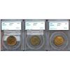 Image 1 : 1909 1¢ MS61, 1915 Choice Mint State-62 & 1916 Choice Mint State-62.  Lot of 3 coins SEGS graded Red