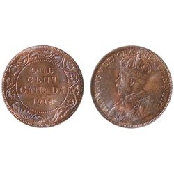 1918 1¢ ICCS Choice Mint State-64 Lustrous Brown.  Lustrous example.