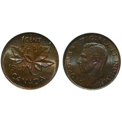 1947 1¢ ICG Superb Gem Mint State-66RB.    An absolute superb example detailing strong lustrous fiel