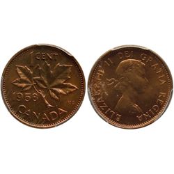 1958 1¢ PCGS Superb Gem Mint State-66RD.