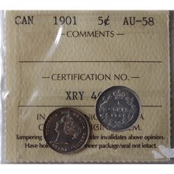 1901 5¢ ICCS Choice About Uncirculated-58.