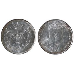 1902H 5¢ Lg H ICCS Choice Mint State-63.  Vivid white.
