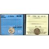 Image 1 : 1906 5¢ ICCS About Uncirculated-50 & 1907 CCCS Choice About Uncirculated-58.  Lot of 2 Nar date coin