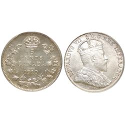 1910 5¢ Ptd Lvs PCGS/ICCS Choice Mint State-63.  Lustrous white with hue of gold.