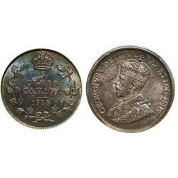 1918 5¢ CCCS/ICCS Choice Mint State-63.  Attractive fire red fields.