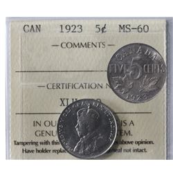 1923 5¢ ICCS Mint State-60.