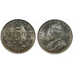 1929 5¢ ICCS Choice Mint State-64.  Attractive lustrous issue.