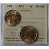 Image 1 : 1943 5¢ Tombac ICCS Gem Mint State-65.
