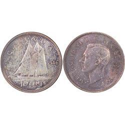 1946 10¢ PCGS Choice Mint State-64.  Intense bluish obverse tones.