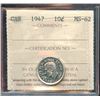 Image 1 : 1947 10¢ ICCS Choice Mint State-62.  Lustrous white.