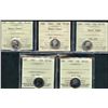 Image 1 : 1957 10¢ PL66 HC, 1965 PL65 HC, 1966 PL66 HC & 1967 SP66(2).  Lot of 5 ICCS graded coins.