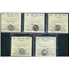 Image 1 : 1960 10¢, 1961, 1962, 1964 & 1965 ICCS Gem Mint State-65.  Lot of 5 coins.