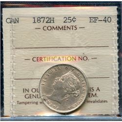 1872H 25¢ ICCS Extra Fine-40.  Should designate Obv 2.