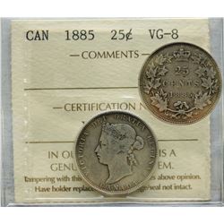 1885 25¢ ICCS Very Good-8.