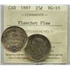 Image 1 : 1887 25¢ ICCS Very Good-10.  Designated with planchet flaw.