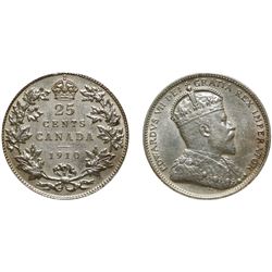 1910 25¢ AU with lustre and some minor marks.