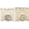 Image 1 : 1918 25¢ Choice About Uncirculated-58 & 1919 Choice About Uncirculated-55.  Lot of 2 ICCS graded coi