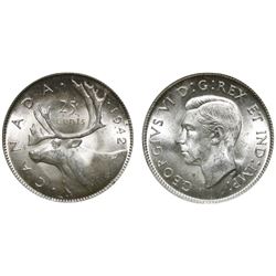 1942 25¢ CCCS/ICCS Choice Mint State-64.  Lustrous white with frost finish.