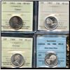 Image 1 : 1965 25¢, 1967, 1968 Silv(2).  Lot of 3 ICCS and 1 CCCS Heavy Came graded coins.