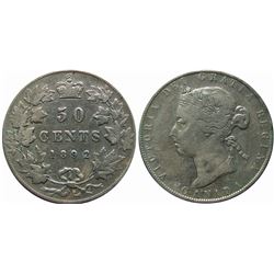 1892 50¢ Obv 4, Fine grade, cleaned.