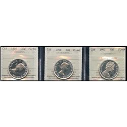 1956 50¢(2), 1965 PL64.  Lot of 3 coins with 1965 designated Heavy Cameo.