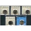 Image 1 : 1990 50¢, 1991, 1995, 1998 all ICCS & 2005P CCCS.  Lot of 5 x Gem Mint State-65 graded coins.
