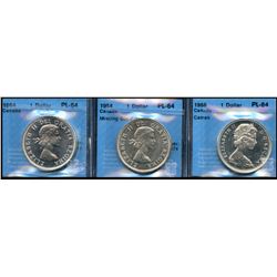 1964 $1, 1964 Missing Dot & 1966 CCCS PL64.  Lot of 3 coins.