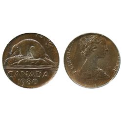 Error; 1980 5¢ 2.07 G, Struck on Unknown, Non Magnetic planchet CCCS MS-60