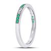Image 3 : 1/8 CTW Round Emerald Single Row Flourished Stackable Ring 10kt White Gold - REF-11K9R