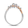 Image 2 : 1/12 CTW Round Diamond Rope Pigtail Spiral Ring 10kt Two-tone Gold - REF-13T2K