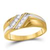 Image 1 : 1/8 CTW Mens Round Diamond Wedding Ring 10kt Two-tone Gold - REF-18H3W