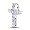 Image 2 : 1/4 CTW Round Diamond Religious Cross Pendant 14kt White Gold - REF-18M3A